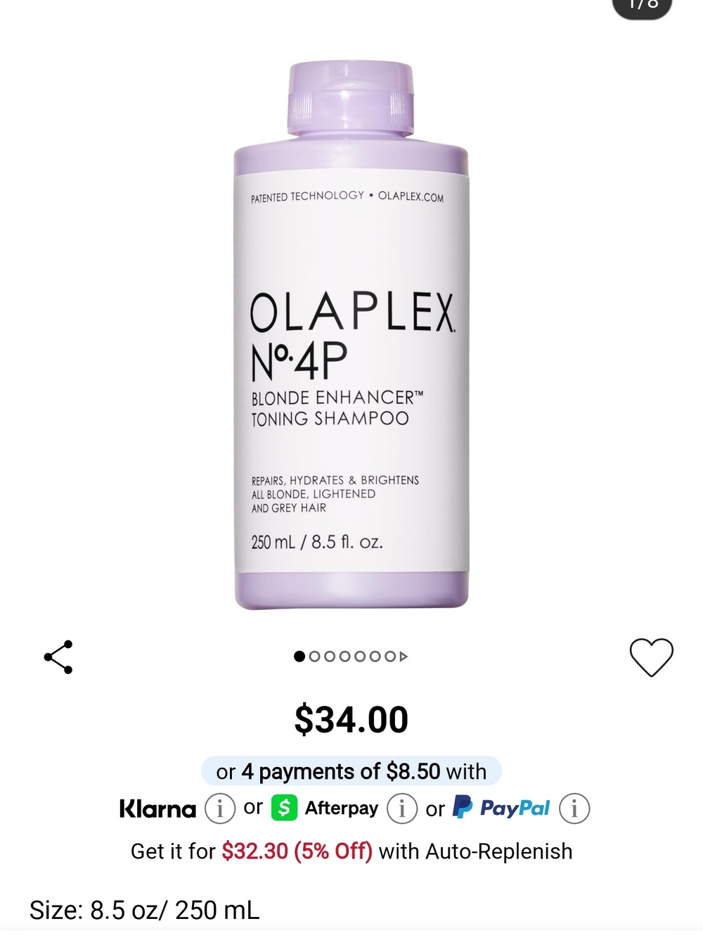 OLAPLEX No.4P Blonde Enhancer Toning Shampoo - Lavender Bottle